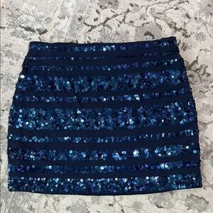 Express Blue Sequin Pencil Mini Skirt